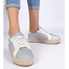 Sidabrinės moteriškos espadrilės su blizgučiais