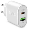 Sieninis įkroviklis 20W USB-A USB-C su Power Delivery - Baltas SBS TETRPD20W