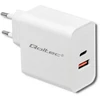 QOLTEC 51715 Įkroviklis 63W 5-20V 1.5-3A USB tipas C PD USB QC 3.0 Baltas