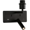Sieninis šviestuvas ROMEO, E27, juodas, su skaitymo šviestuvėliu ir USB, be gaubto, A3971081NSP