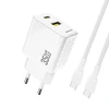 Dudao A27MaxCEU PD QC 35W USB-A USB-C sieninis įkroviklis su USB-C laidu – baltas