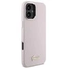 Guess GUHCP16MSMBSLP Apple iPhone 16 Plus 6.7″ rožinės spalvos kietas dėklas Silicone Script Metal Logo & Frame