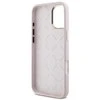 Guess GUHCP16MSMBSLP Apple iPhone 16 Plus 6.7″ rožinės spalvos kietas dėklas Silicone Script Metal Logo & Frame