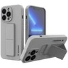 Silikoninis dėklas su stovu iPhone 13 mini pilkas