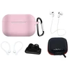 Silikoninis dėklų rinkinys, skirtas AirPods Pro 2 / AirPods Pro 1 + dėklas / ausų kabliukas / kaklo dirželis / laikiklis laikrodžio apyrankei / karabinas - rožinis