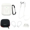 Silikoninių dėklų rinkinys AirPods 2 / AirPods 1 + dėklas / ausies kabliukas / kaklo dirželis / laikiklis laikrodžio apyrankei / karabinas - Baltas