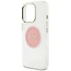 Dėklas Guess IML Metal Colored Circle Classic Logo MagSafe Apple iPhone 16 Pro Max rožinės spalvos