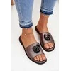Šlepetės tamsiai sidabrinės spalvos su dekoru kasdienai Ideal Shoes