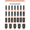 Smūginių galvučių rinkinys VEVOR 1/2"-26PC/DEEP LH-2126D, 26 dalių