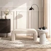 Sofa DELINO KREMINĖS SPALVOS BUKLĖ MINKŠTAS PUFAS