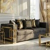 PALLAZO 3S Trivietė sofa, juoda/auksinė, aksominė, modernus žavesys
