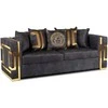PALLAZO 3S Trivietė sofa, juoda/auksinė, aksominė, modernus žavesys