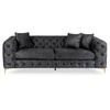 Morentas MORRENTO trivietė sofa, tamsiai pilka, aksominė, modernus žavesys