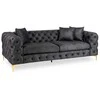 Morentas MORRENTO trivietė sofa, tamsiai pilka, aksominė, modernus žavesys