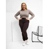 Sportinės kelnės moterims plus size tamsiai rudos spalvos