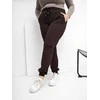 Sportinės kelnės moterims plus size tamsiai rudos spalvos