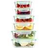 Alpina - Set of 6 glass food containers with lid Priešpiečių dėžutė 370 ml / 640 ml / 1050 ml