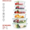 Alpina - Set of 6 glass food containers with lid Priešpiečių dėžutė 370 ml / 640 ml / 1050 ml