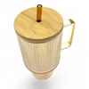Stiklinis puodelis su šiaudeliu "BAMBOO"