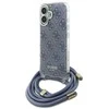 Guess GUHCP16SHC4SEB Apple iPhone 16 6.1″ mėlynas kietas dėklas Crossbody Cord 4G Print