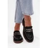Suede Women's Loafers with Decoration D&amp;A MR52-176 Juodas