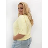 Šviesiai geltoni moteriški plus size marškinėliai