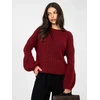 Moteriškas oversize megztinis bordo spalvos