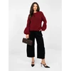 Moteriškas oversize megztinis bordo spalvos