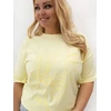 Šviesiai geltoni moteriški plus size marškinėliai