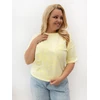 Šviesiai geltoni moteriški plus size marškinėliai