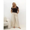 Moteriški didelių dydžių marškinėliai, tamsiai rudi