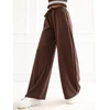 Tamsiai rudos kelnės su plačiomis klešnėmis ir diržu