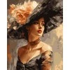 Tapyba pagal skaičius — Elegantiška moteris su vintažine skrybėle, 40 × 50 cm