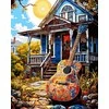 Tapyba pagal skaičius Gitara prie kaimo namų 40 × 50 cm