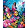 Tapyba pagal skaičius Spalvingas drugelis tarp gėlių 40 × 50 cm