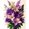 Tapyba pagal skaičius Violetinių lelijų puokštė 40 × 50 cm