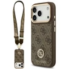 Guess 4G Strass Logo & Big Strap Metal Mygtukai MagSafe dėklas skirtas Apple iPhone 17 Pro Brown