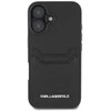 Karl Lagerfeld HC Grained PU Cardslot metalinis pailgas iPhone 16 dėklas - Juodas