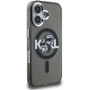 Karl Lagerfeld IML Glitter Karl and Choupette Sketch MagSafe dėklas Apple iPhone 16 juodos spalvos