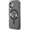 Karl Lagerfeld IML Glitter Karl and Choupette Sketch MagSafe dėklas Apple iPhone 16 juodos spalvos