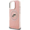 Telefono dėklas iPhone 16 Pro Karl Lagerfeld IML Glitter Karl & Choupette Heads Logo MagSafe, rožinis