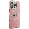 Telefono dėklas iPhone 16 Pro Karl Lagerfeld IML Glitter Karl & Choupette Heads Logo MagSafe, rožinis
