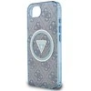 Guess IML Metal Glitter 4G Circle Triangle MagSafe dėklas, skirtas iPhone 16e - Mėlyna