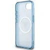 Guess IML Metal Glitter 4G Circle Triangle MagSafe dėklas, skirtas iPhone 16e - Mėlyna