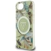 Guess IML Metal Glitter Flowers Triangle MagSafe iPhone 16e Dėklas - Žalias