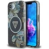 Guess IML Metal Glitter Flowers Triangle MagSafe dėklas iPhone 16e - juodas