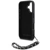 Dėklas Karl Lagerfeld Karlo Lagerfeldo Saffiano kristalai su grandinės iPhone 16 dėklu - Juodas