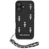 Dėklas Karl Lagerfeld Karlo Lagerfeldo Saffiano kristalai su grandinės iPhone 16 dėklu - Juodas