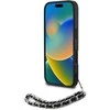 Dėklas Karl Lagerfeld Karlo Lagerfeldo Saffiano kristalai su grandinės iPhone 16 dėklu - Juodas