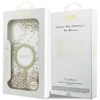 Original dėklas GUESS Resin Bottom Glitter MagSafe skirtas Apple iPhone 17 aukso spalvos